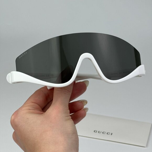 Gucci GG1650S 007 BRAND NEW Sunglasses White Grey Unisex Shield Mask